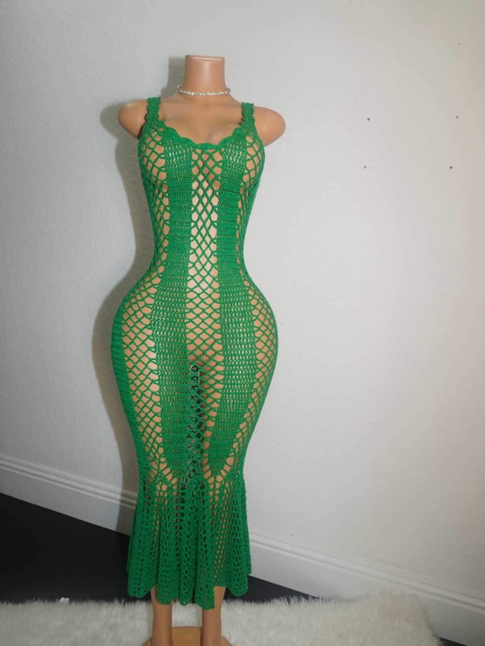Green Crochet Maxi Dress - Women